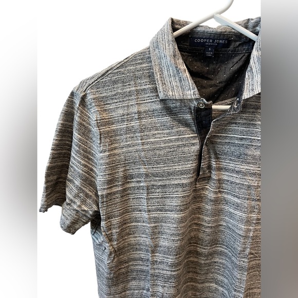 Cooper Jones Supply Striped Short Sleeve Polo Shirt With Patterned Collar - Picture 2 of 8